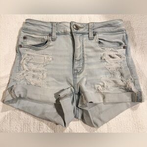 American Eagle Outfitters Light Wash Distressed Jean Shorts